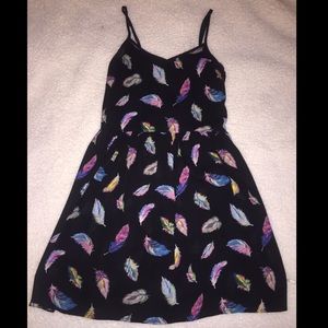 Black multicolor feather dress